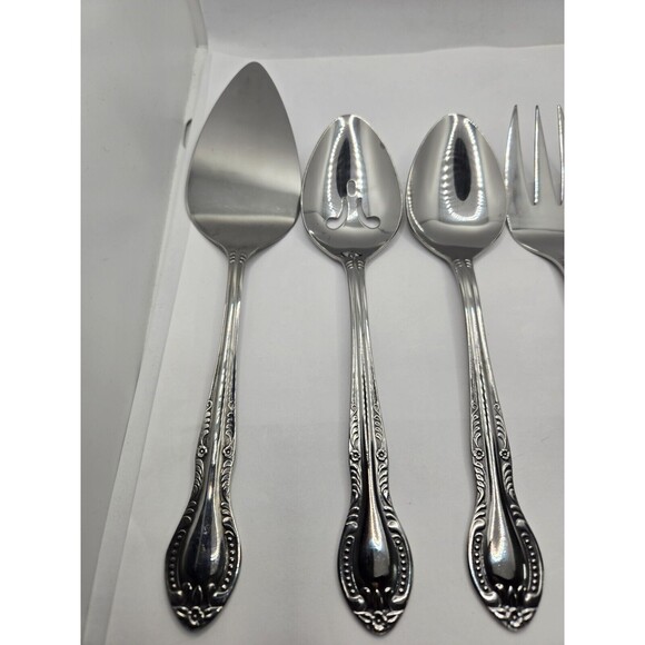 Columbia Beaded Handle Stainless Steel Flatware Complete Serving Set 7 pcs. - Picture 4 of 15